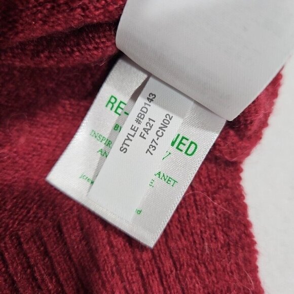 J Crew Womens Turtleneck Sweater Medium Burgendy Alpaca Merino Wool Side Slit - Picture 6 of 11